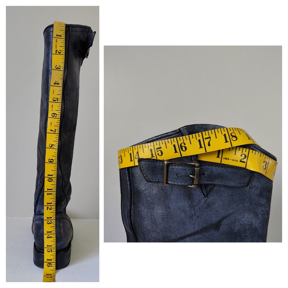 Freebird Contra Tall Boots Western Moto Size 7 Leather Blue Black - Picture 15 of 16